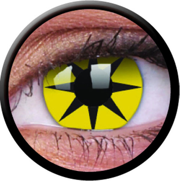 ColourVue Crazy Kontaktlinsen - Yellow Star (2 St. Jahreslinsen) – ohne Stärke