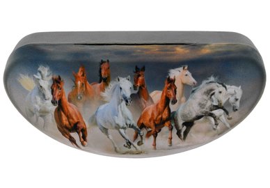 Metall Brillenetui groß – Pferde