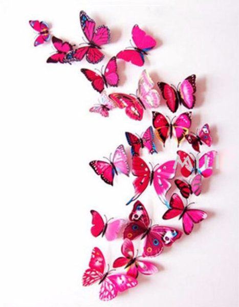Schmetterlinge in Wandsticker 3 Stk. – Farbe rosa