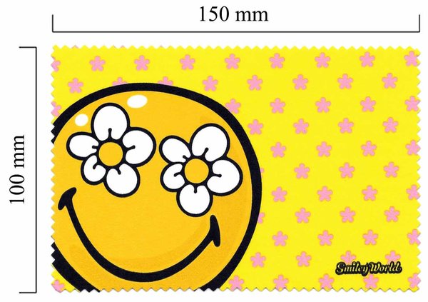 Mikrofaser Brillenputztuch Smiley  – Smiley gelbe Blüte