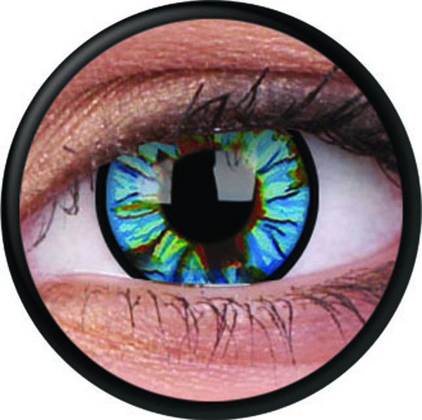 ColorVue Crazy Kontaktlinsen - Blue Streak (2 St. Jahreslinsen) – ohne Stärke